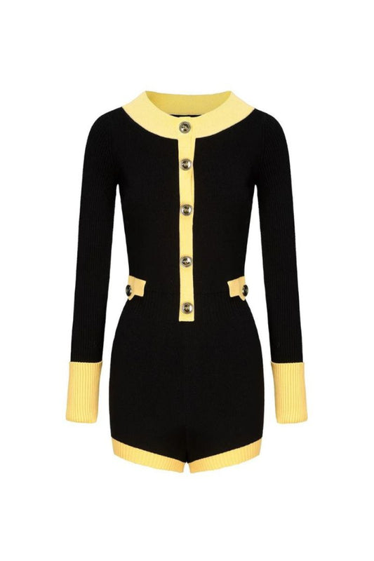 MATILDA BLACK AND YELLOW KNIT JUMPSUIT