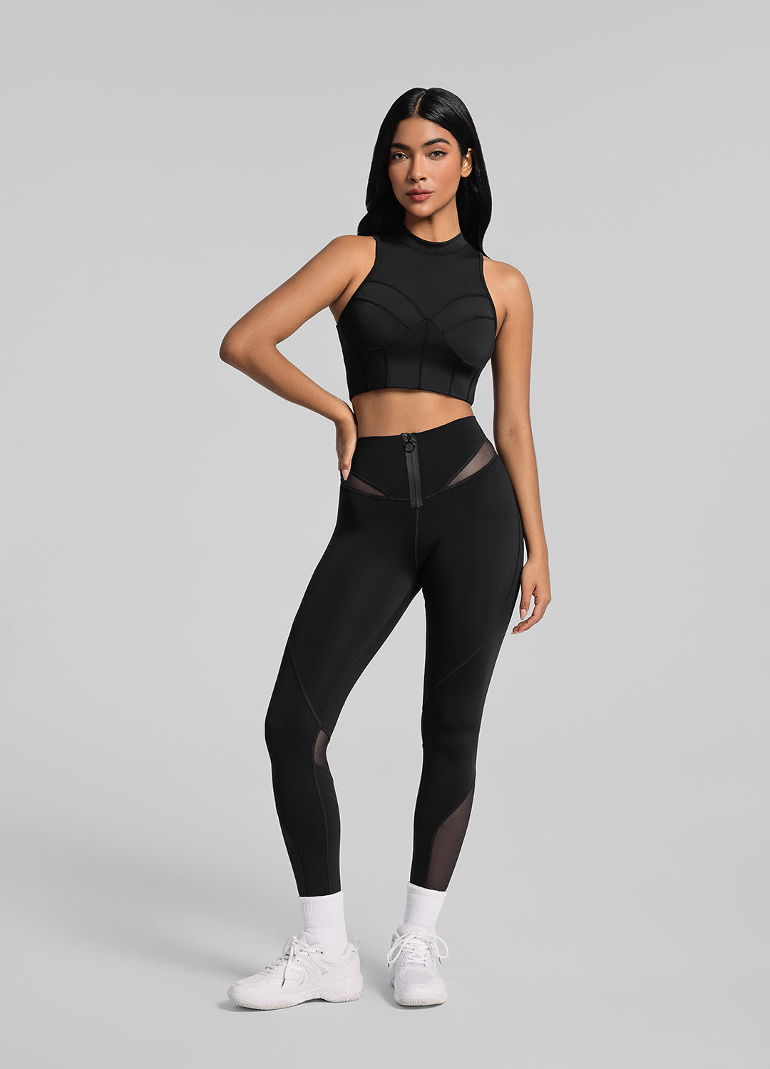 Legging en Mesh avec zip avant