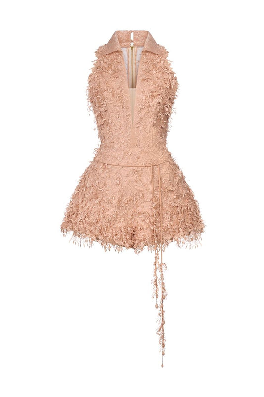 PEACH BEADED LACE JUMPSUIT
