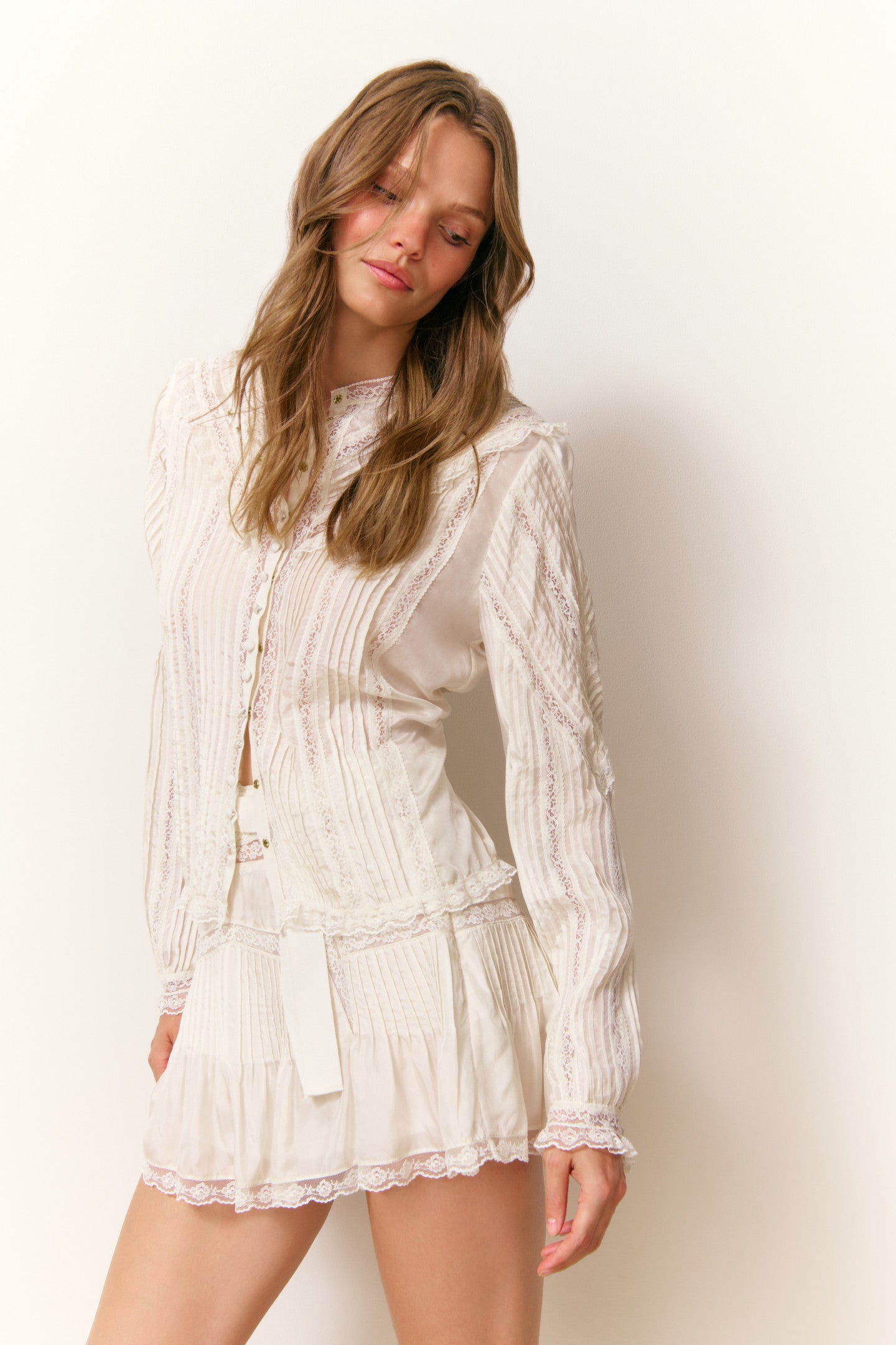 Willia Silk Lace-Detailed Mini Skirt