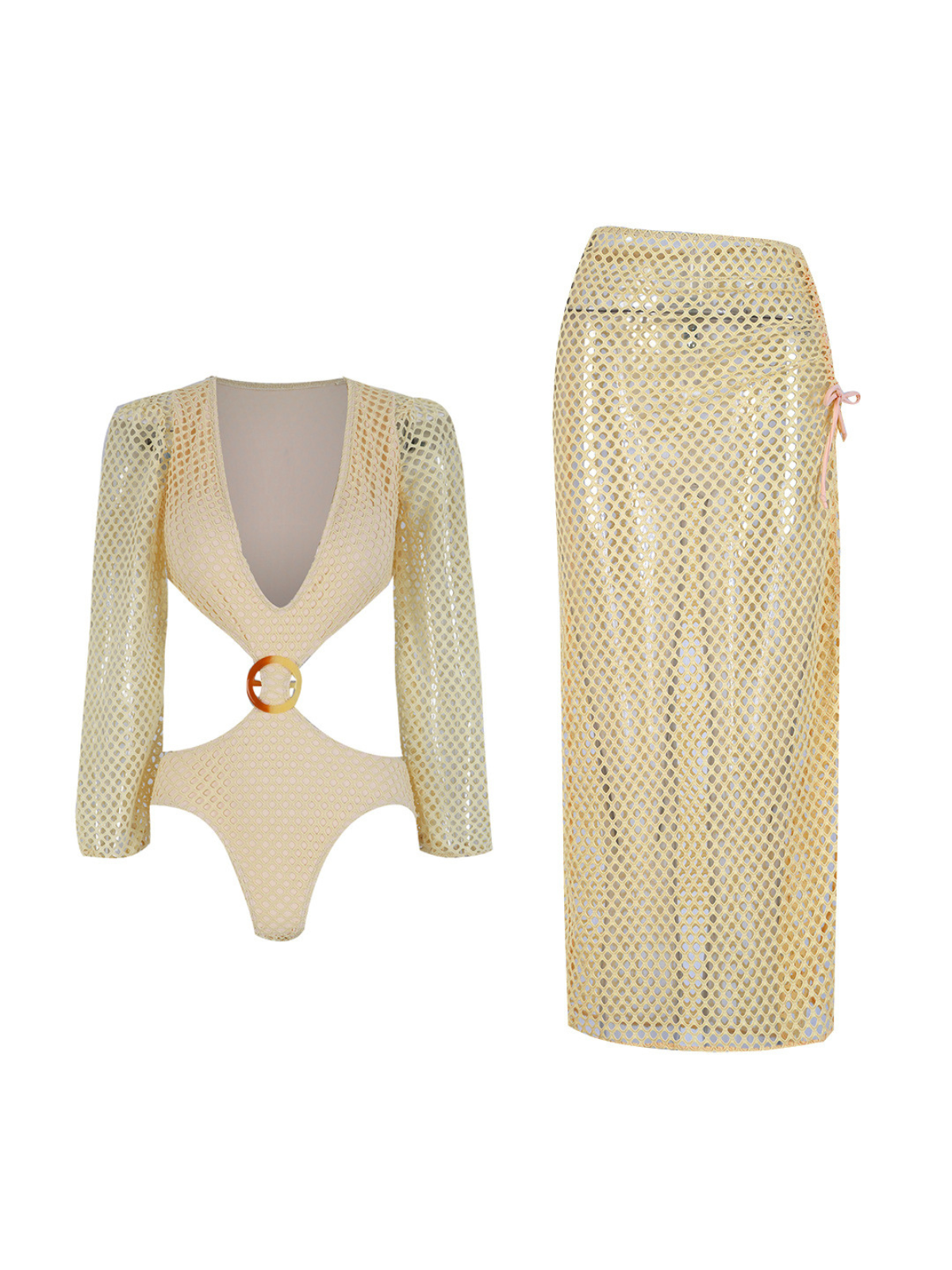 Agha V Neck Swimwear Two Piece Set