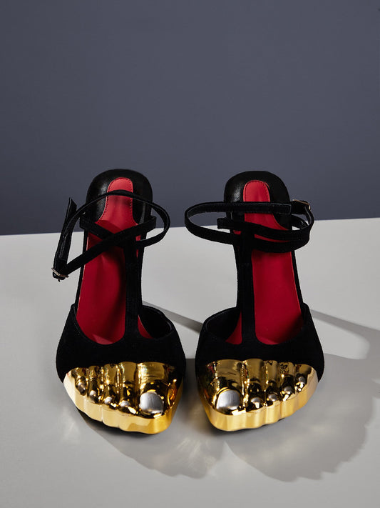 Balto Metallic Toe Heels