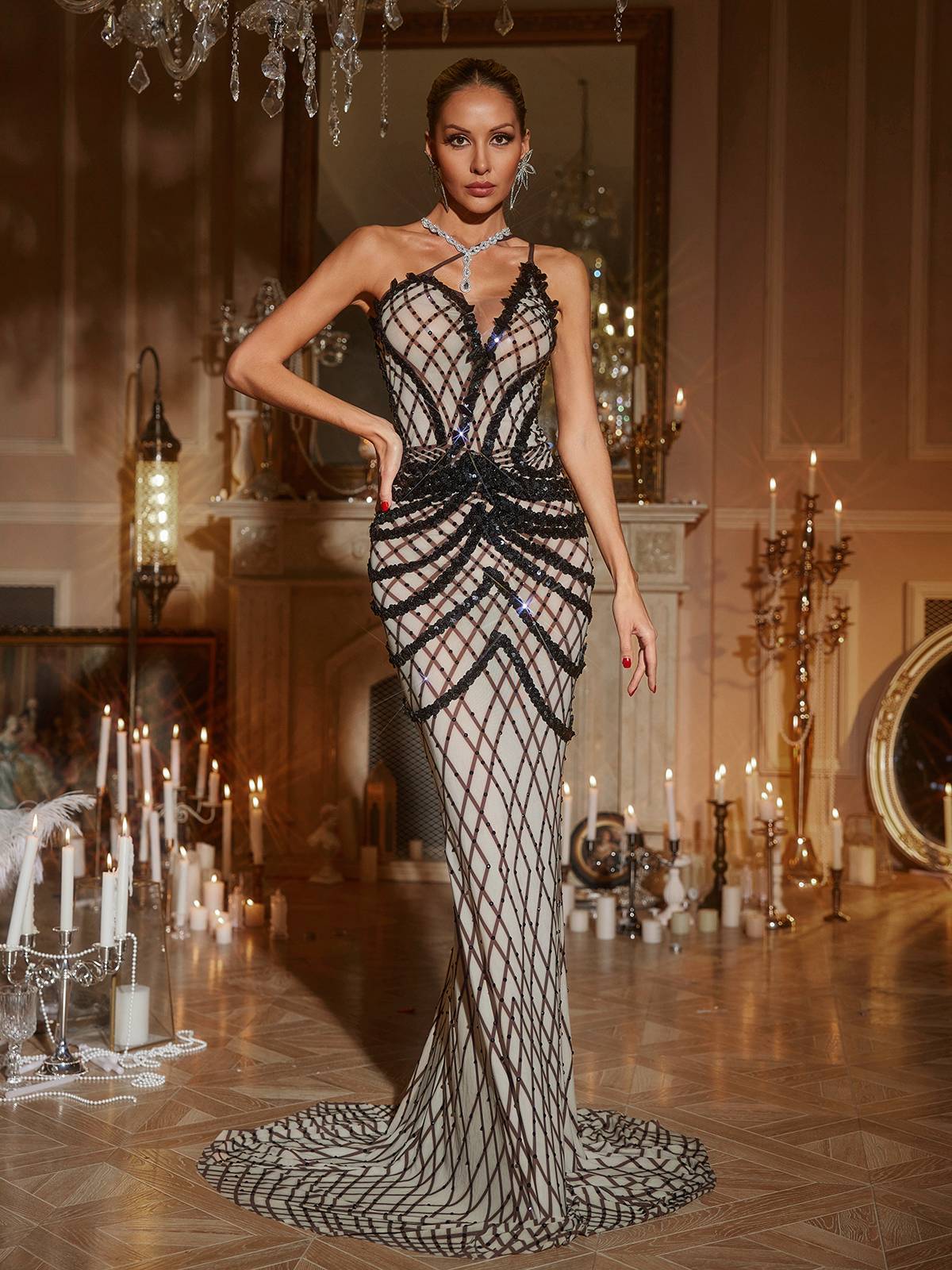 Chase One Shoulder Sequin Corded Maxi Dress