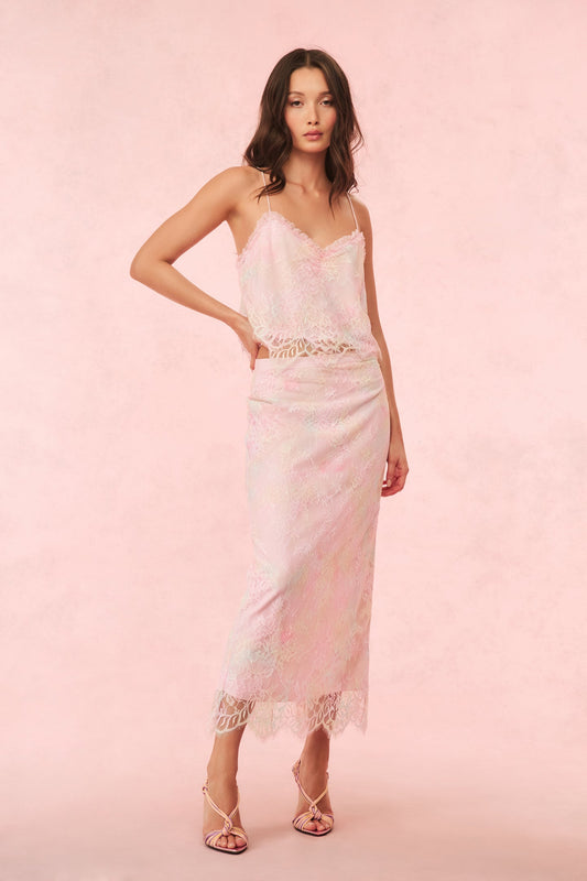 Goodall Tie-Dye Lace Maxi Skirt