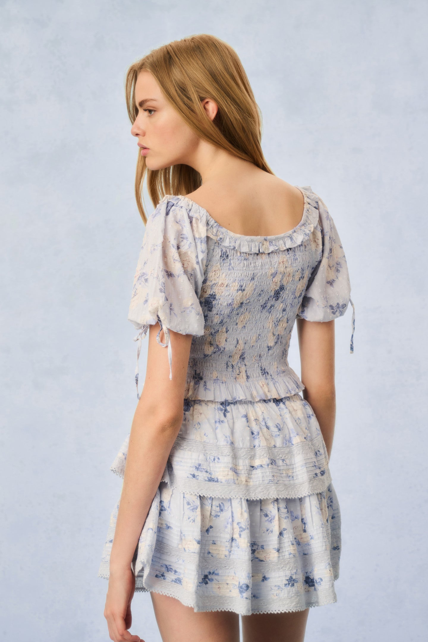 Molly Fragrance Print Top - WHISPER BLUE