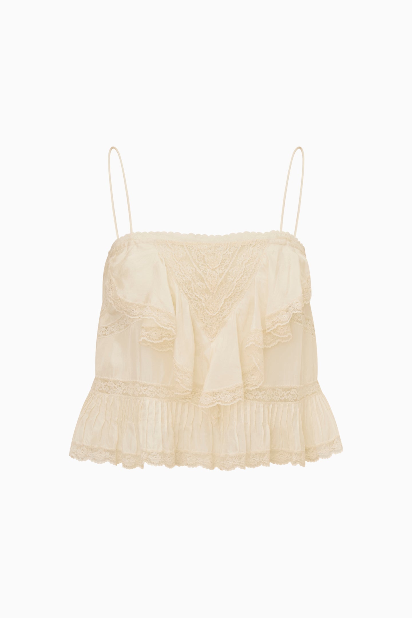 Ondeline Silk Lace Ruffle Cami