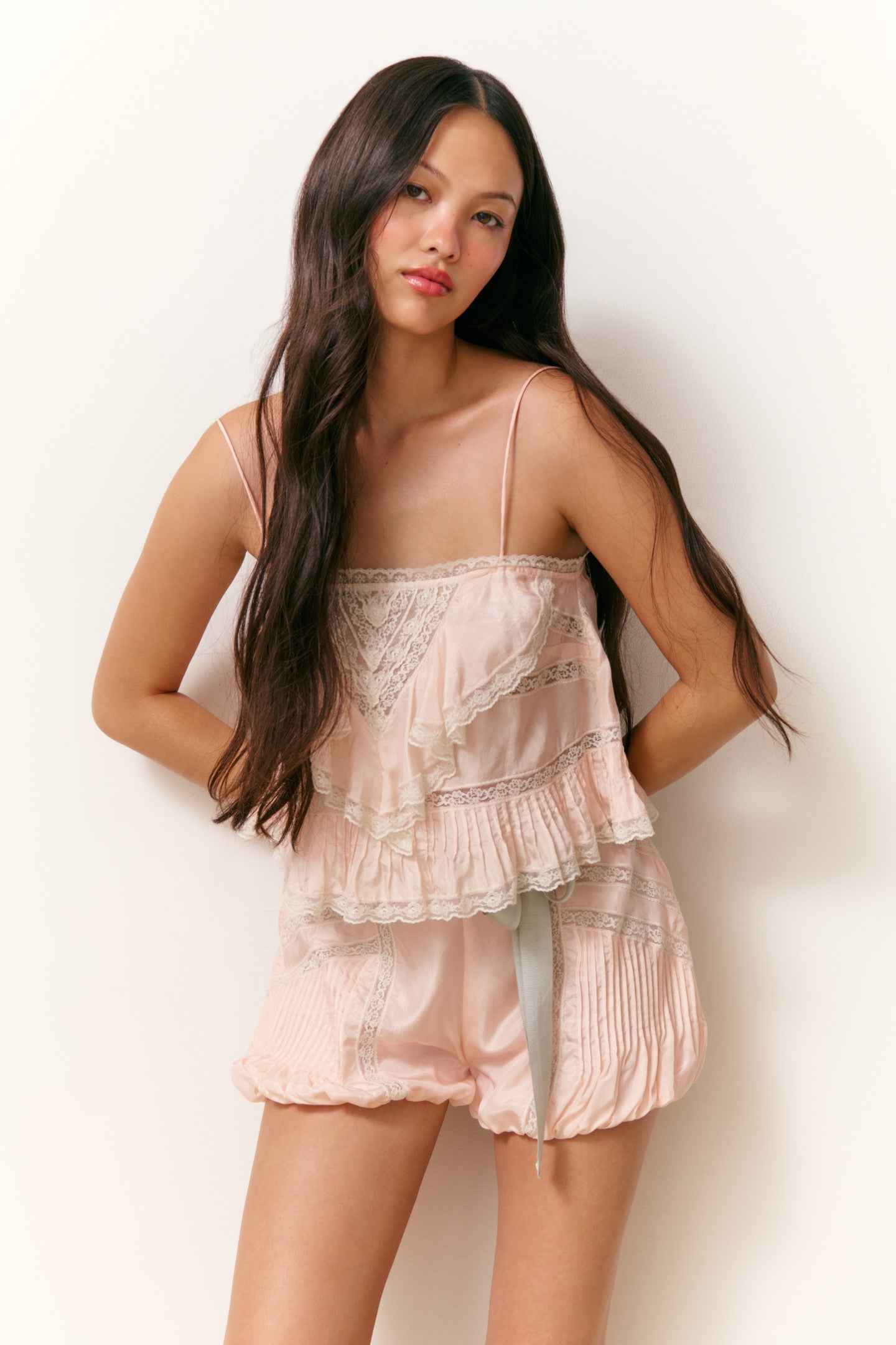 Ondeline Lace Ruffle Cami - FRENCH ROSE