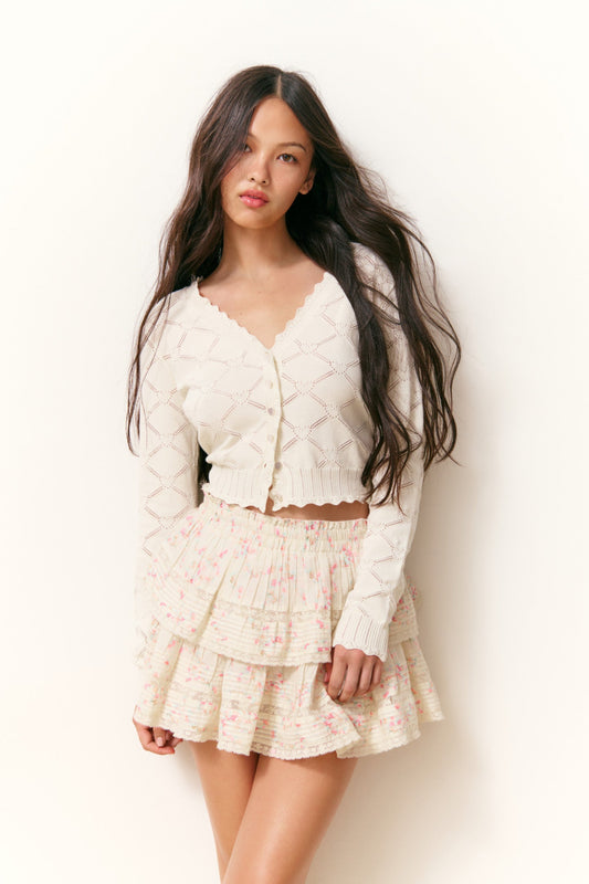 Ruffle Mini Luna Rosa Fleur Skirt - MAGNOLIA