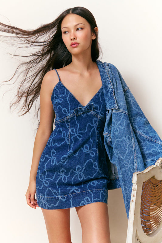 Solina Denim Bow Mini Dress
