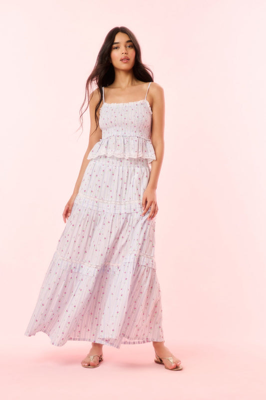 Phia Cotton Floral Tiered Maxi Skirt