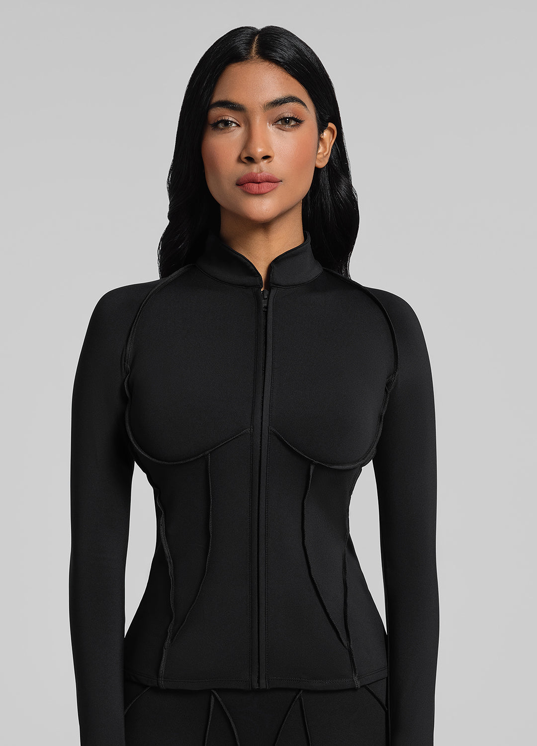Haut zippé à manches longues avec contouring