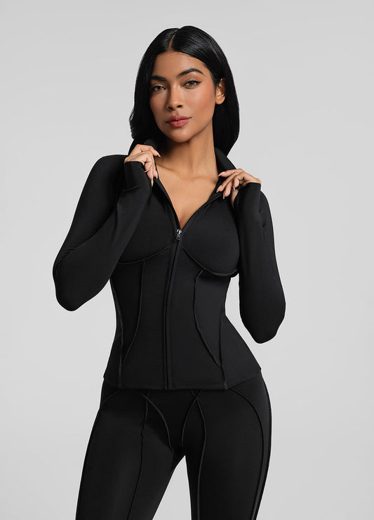 Haut zippé à manches longues avec contouring