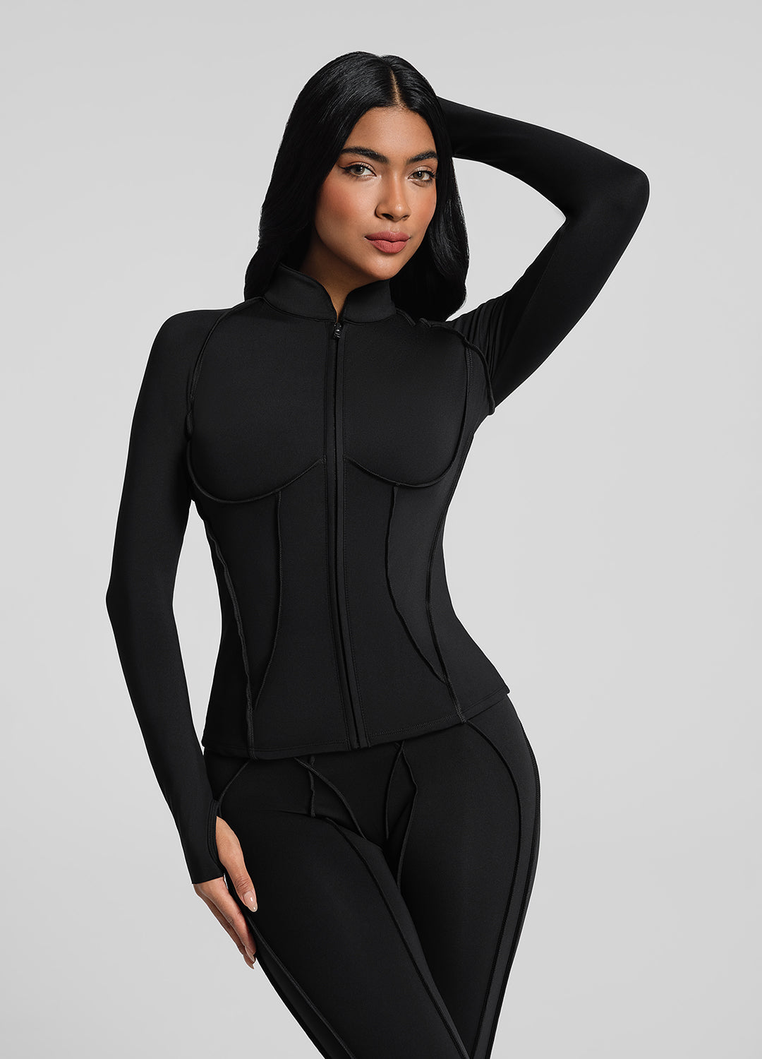 Haut zippé à manches longues avec contouring