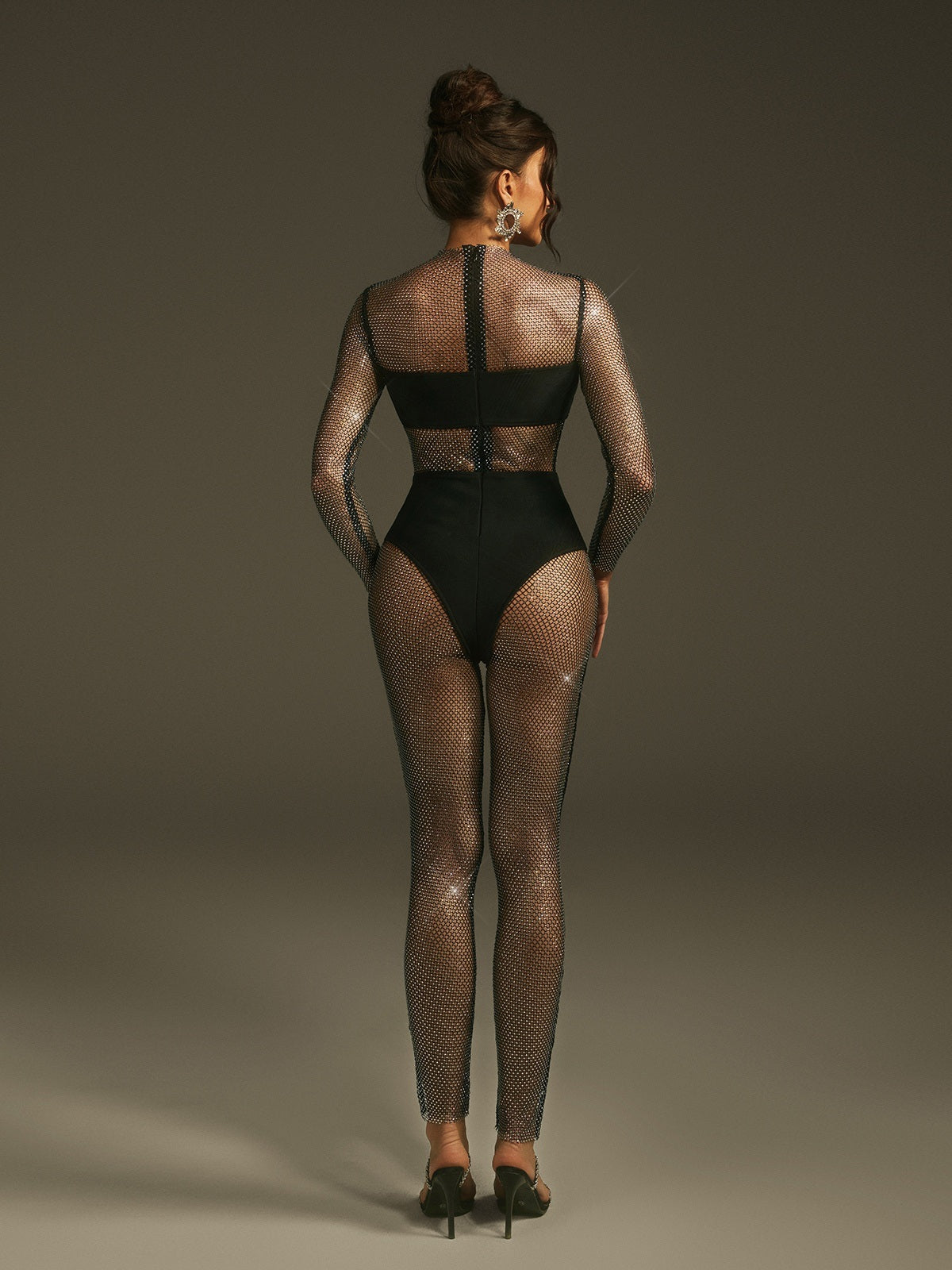 Leolani Rhinestone Mesh Jumpsuit